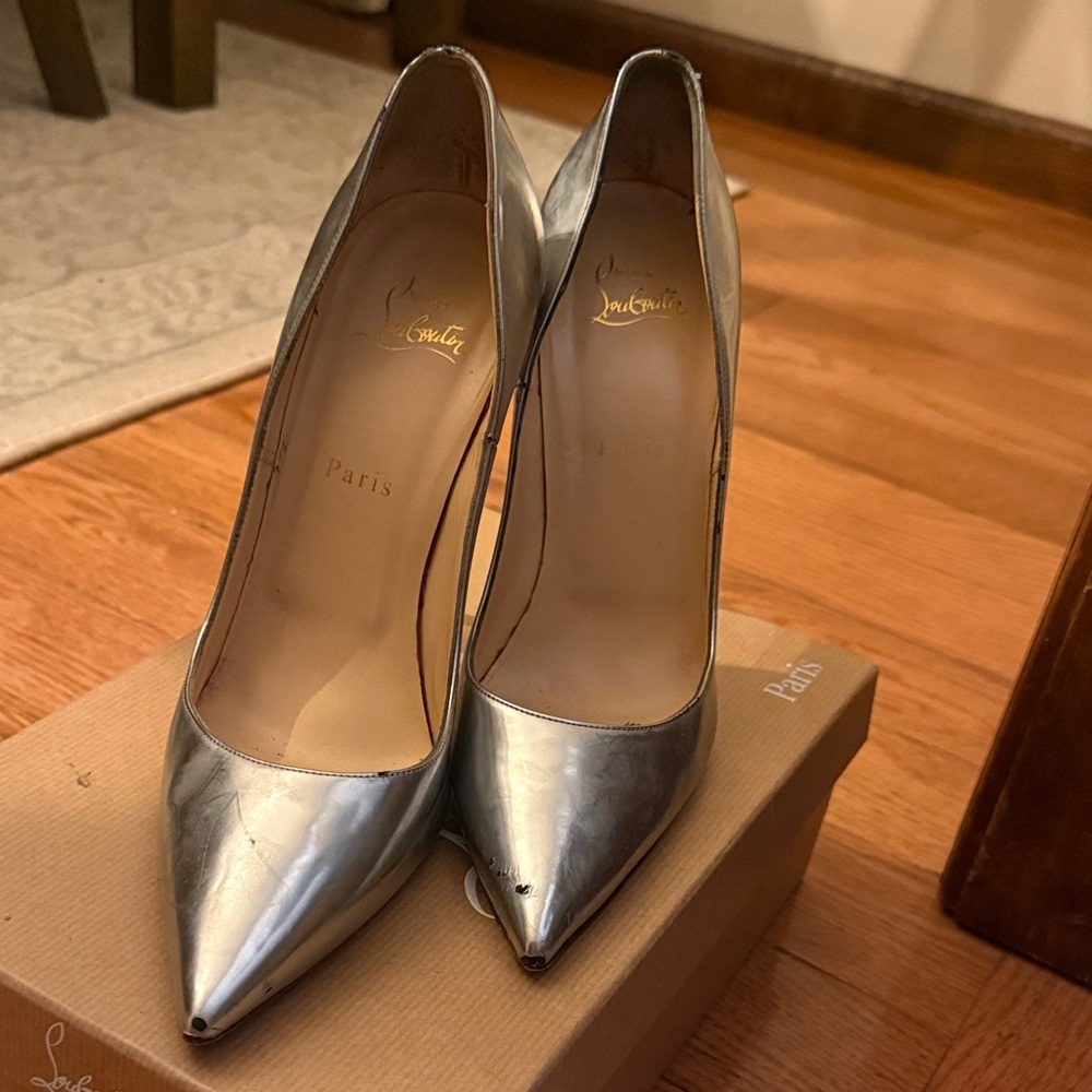 Christian Louboutin Metallic Silver Heels